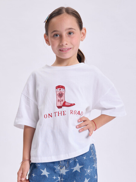 Remera Estampa Bota Blanco