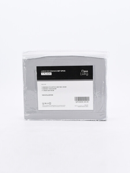 JUEGO DE SABANAS WASH GRIS CLARO