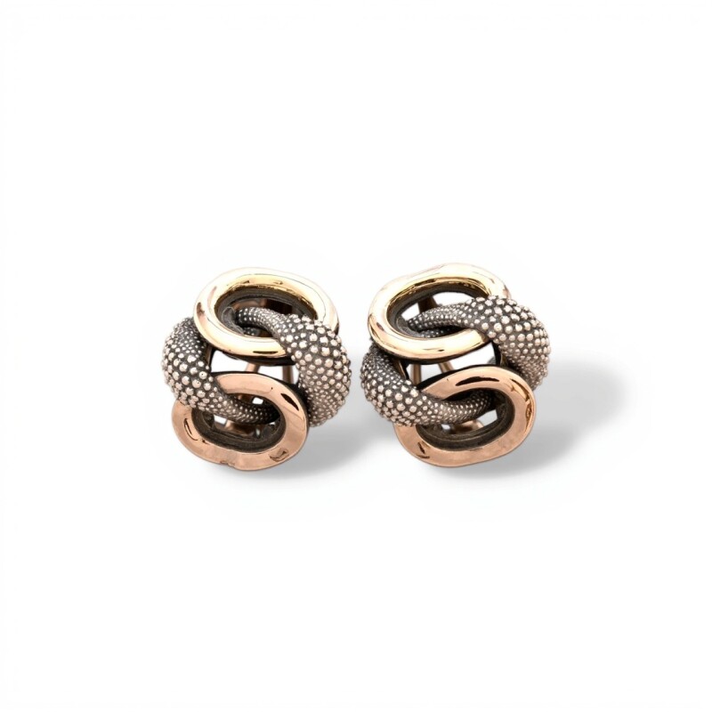 Caravanas Aro triple Zirconia-Plata y oro amarillo y rojo-Zirconia blanca-CA5111 conpiedra
