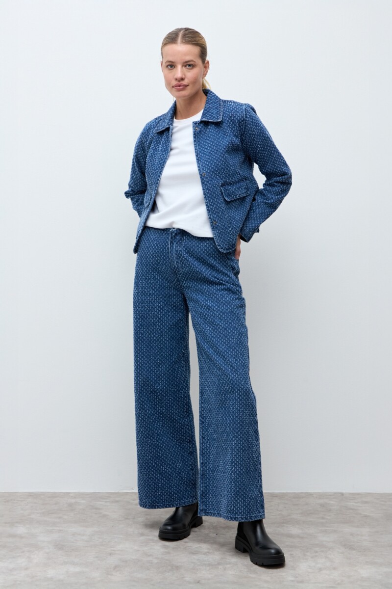 Chaqueta de jean texturada jean medio