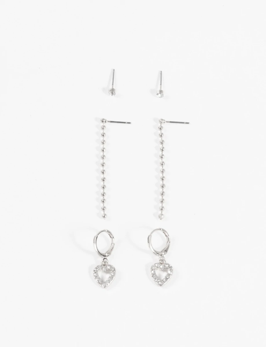 Set caravanas dije cora - plateado 