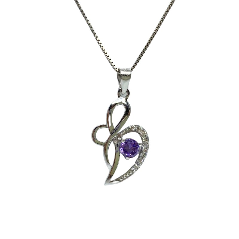 DIJE DE PLATA CON CIRCONIAS Y CIRCONIA VIOLETA L6dtkp039-b-x2