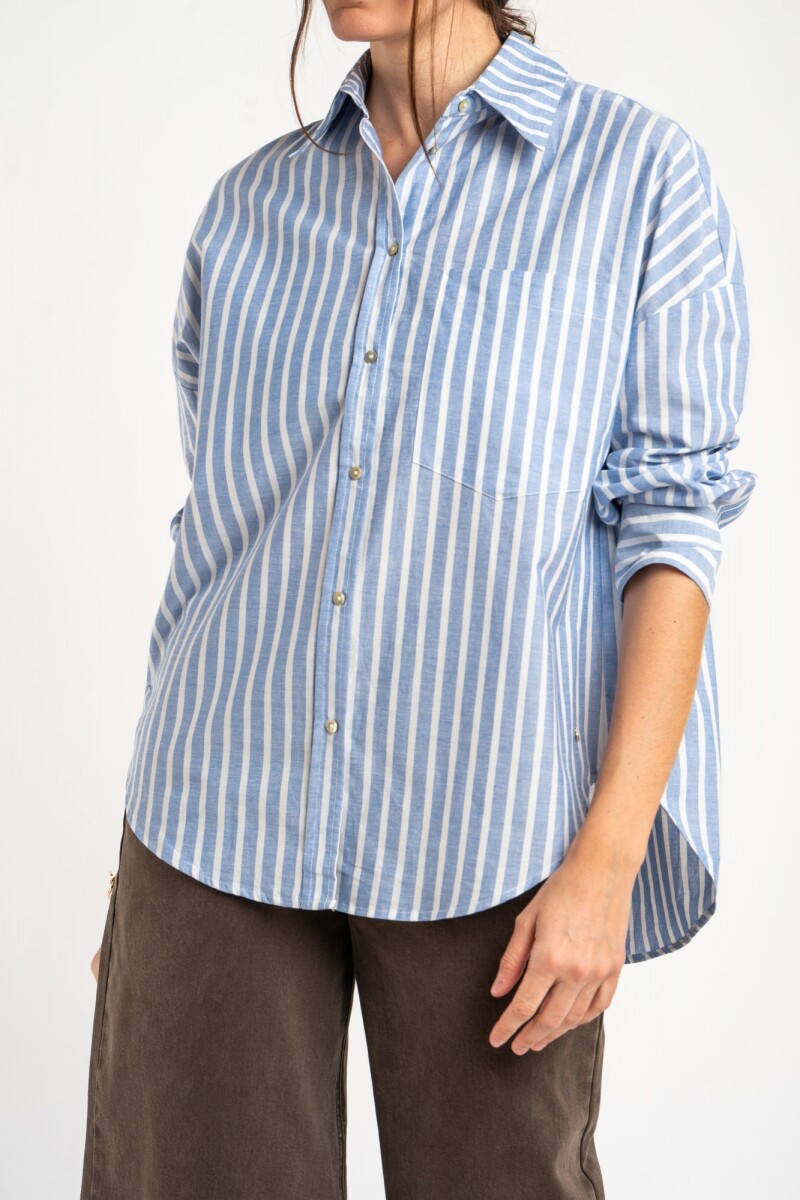 Camisa Rayada Azul