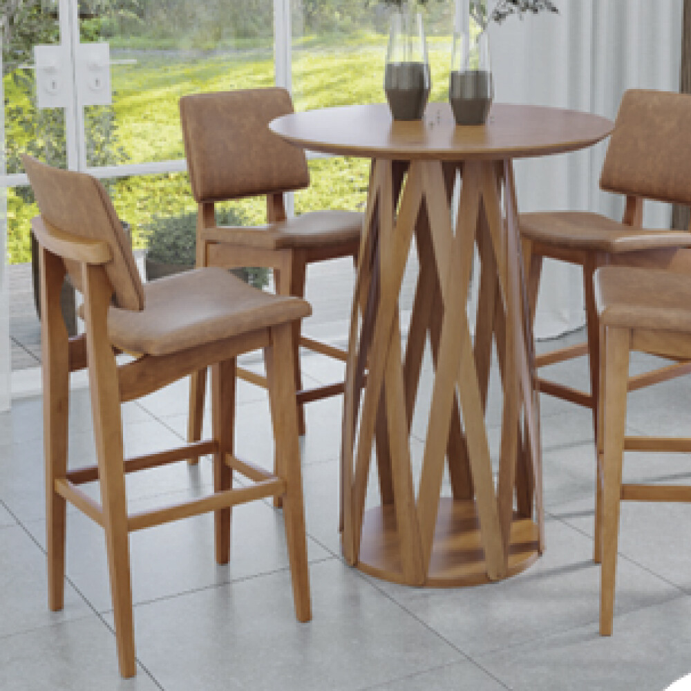 BANQUETA ALTA MODELO MADRI NOGUEIRA/TEJIDO 115 Banqueta Alta Modelo Madri Nogueira/tejido 115