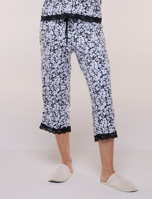 Pijama Con Capri NEGRO/BLANCO