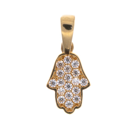 Dije de oro 18 ktes con circonias, MANO DE FATIMA. Dije de oro 18 ktes con circonias, MANO DE FATIMA.
