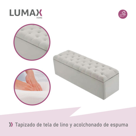 Puff Baúl Lumax Plegable 110x38 cm Organizador Living Dormitorio Gris Claro