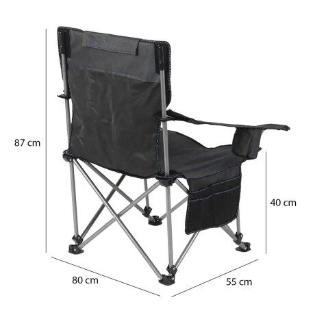 Silla de Tela Plegable Posa Vaso y Bolso Camping Playa Pesca Negro