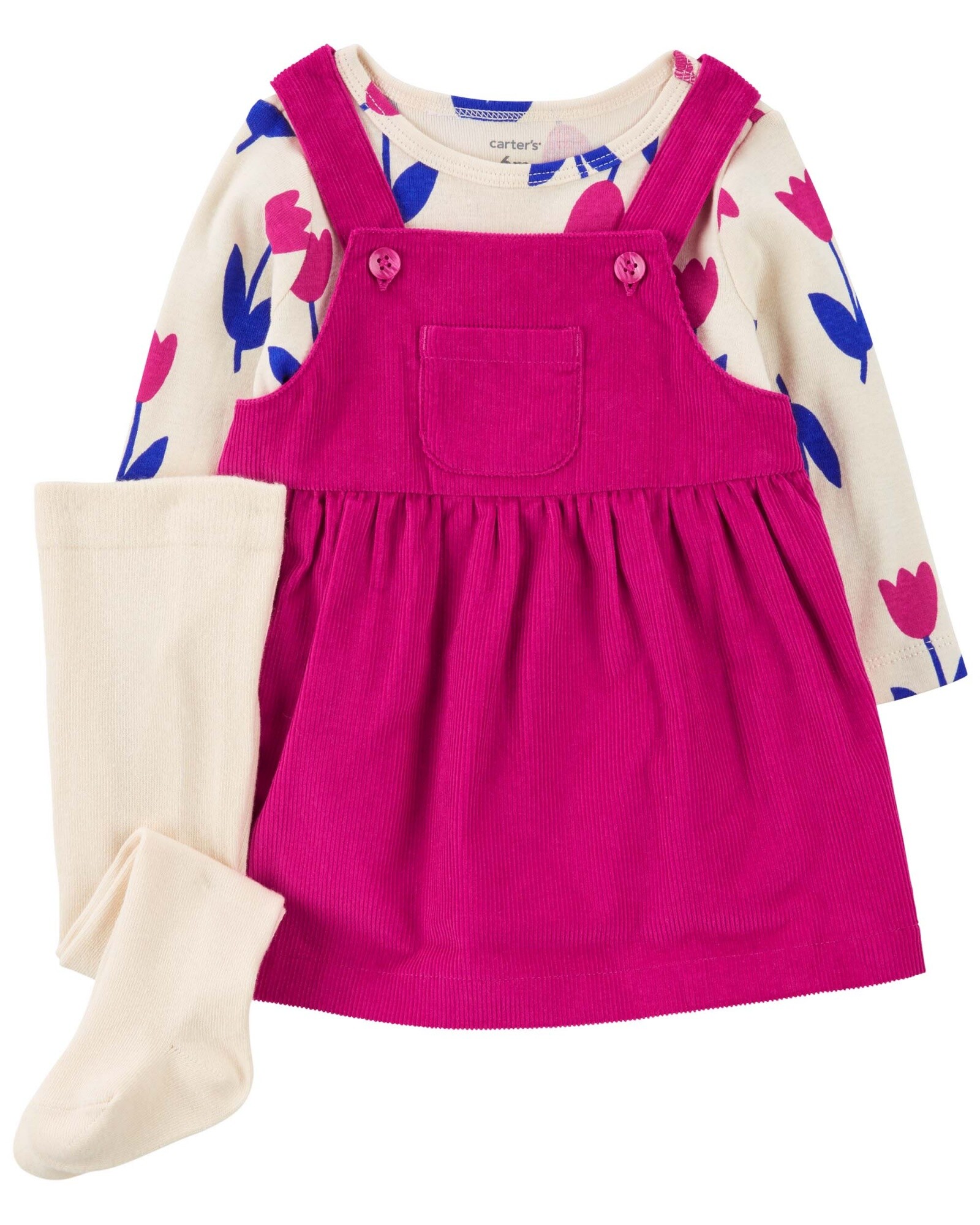 Set tres piezas, jumper de pana, remera y medias de algodón Sin color