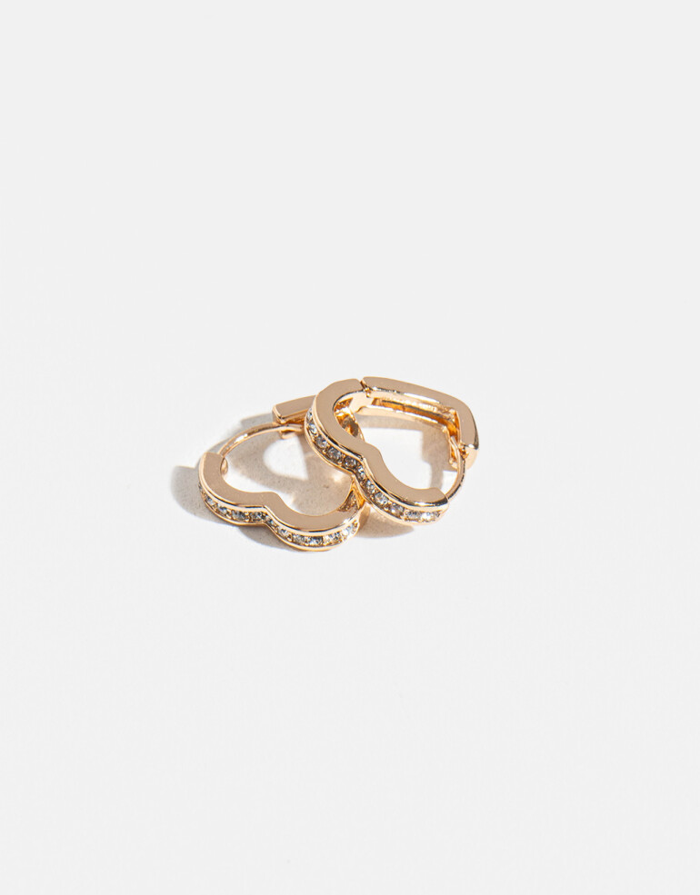 Aros Argollas Metal Argollas De Corazón - Dorado
