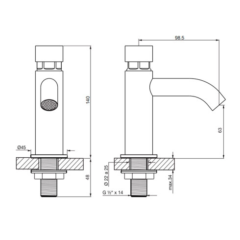 GRIFERIA LAVATORIO AUTOMATICA BRILLO CROMO MONOBLOCK BAÑO CROMO