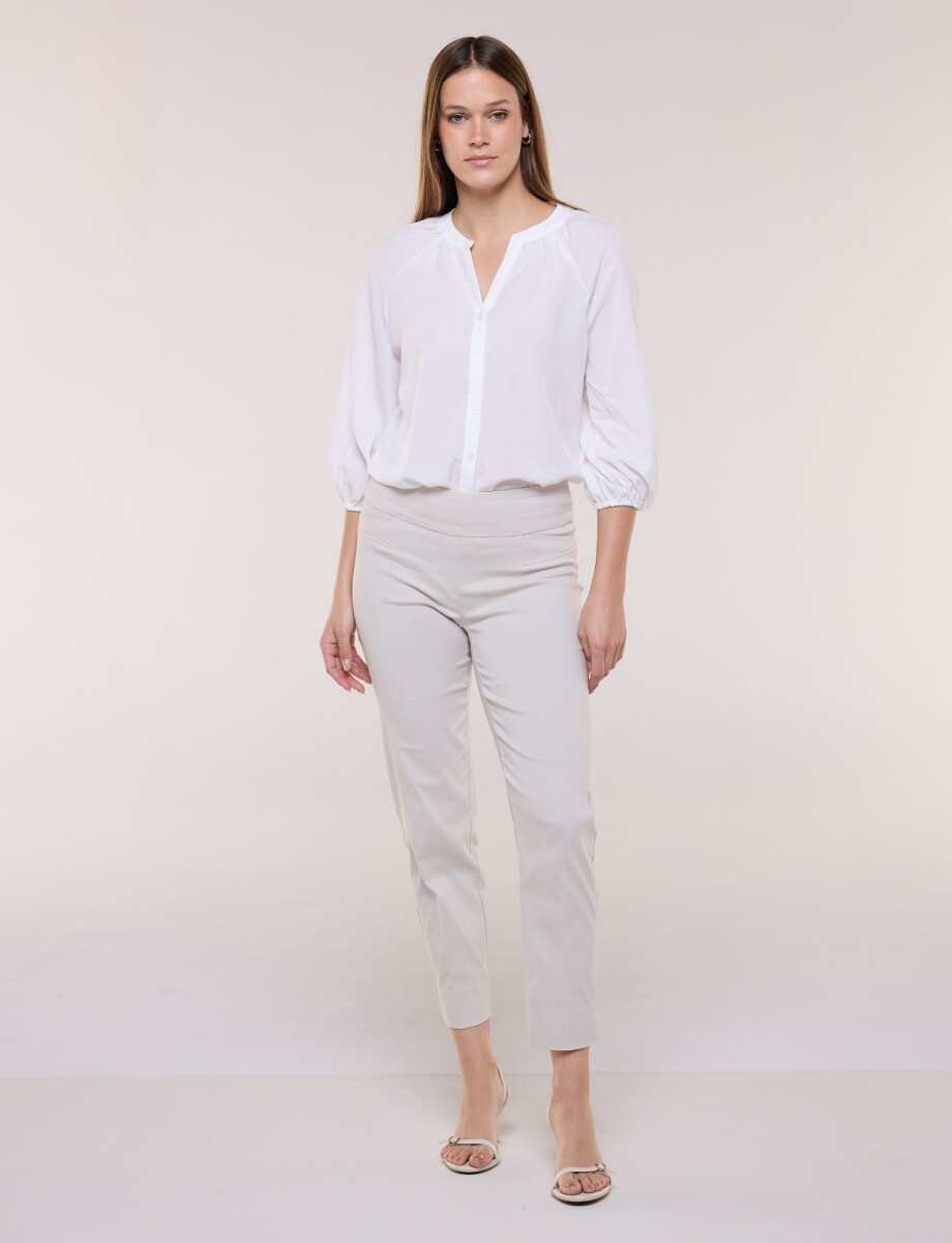 Pantalón Pretina Pespunteada - Gris Claro 