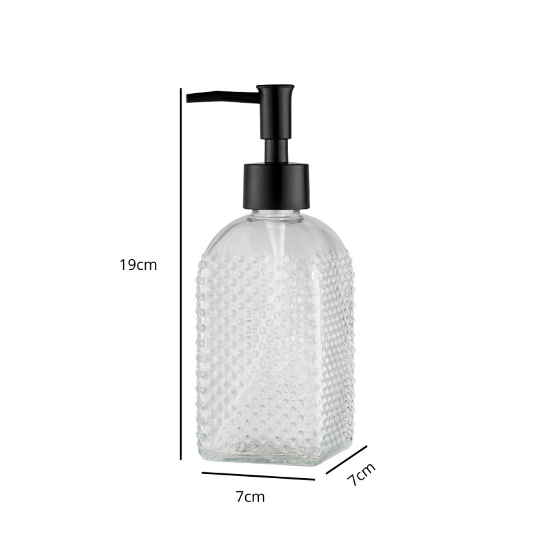 Dispensador de jabón de vidrio y base cuadrada 400ml TRANSPARENTE