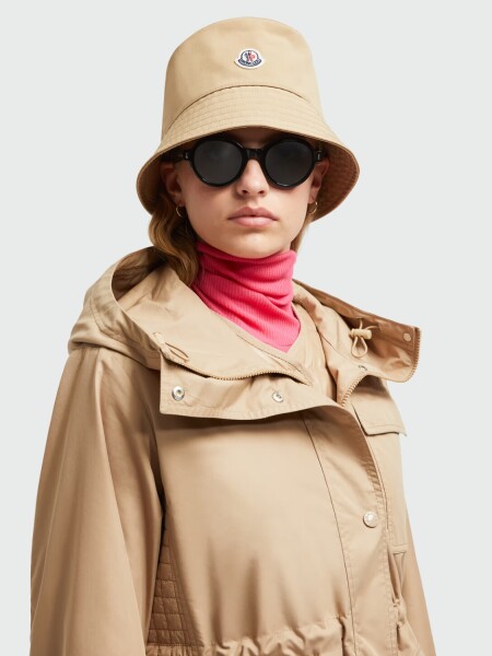 Moncler - Gorro de Pescador de Algodón Beige Claro