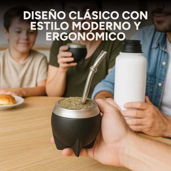 Mate Clásico de Acero Inoxidable Diseño Clásico Duradero Color Negro