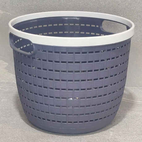 Canasto Plástico Gris Oscuro Circular Mediano Alto 21cm x Ø25cm Canasto Plástico Gris Oscuro Circular Mediano Alto 21cm x Ø25cm