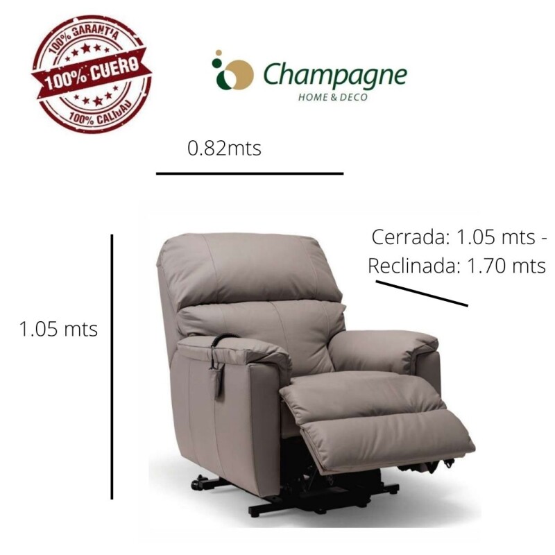 POLTRONA ASPEN - TAPIZADA EN CUERO - COLOR BEIGE - RECLINADO MANUAL. POLTRONA ASPEN - TAPIZADA EN CUERO - COLOR BEIGE - RECLINADO MANUAL.