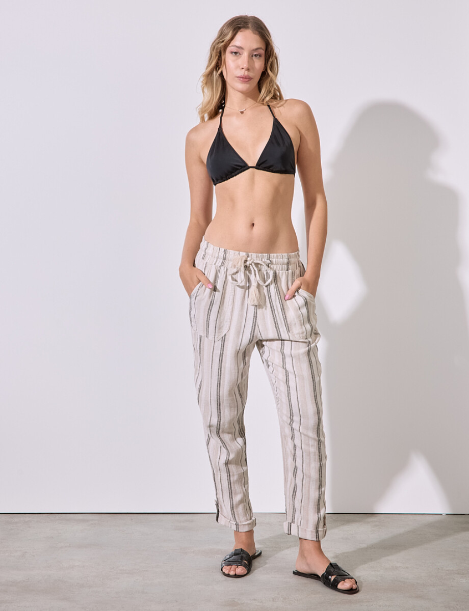 Pantalon Lino Lineas - Beige/multi 