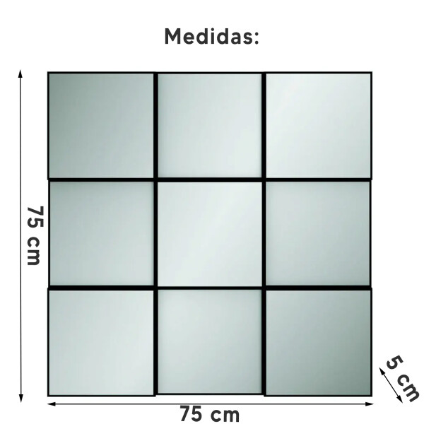 Espejo Pared Panel Tiles De Cuadrículas PANEL DE ESPEJOS TILES