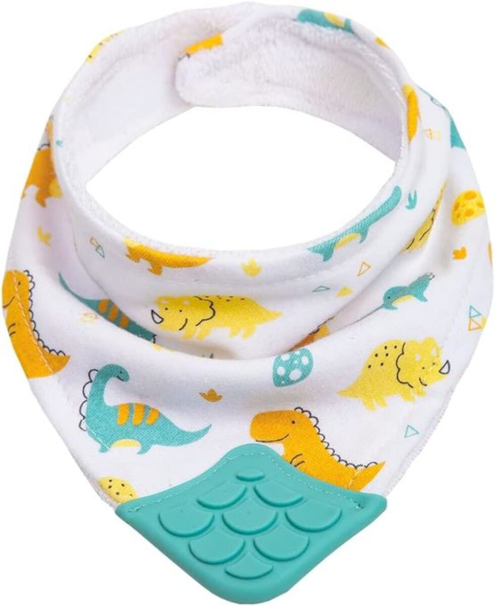 Babero bandana con mordillo BUBA - Dino verde 