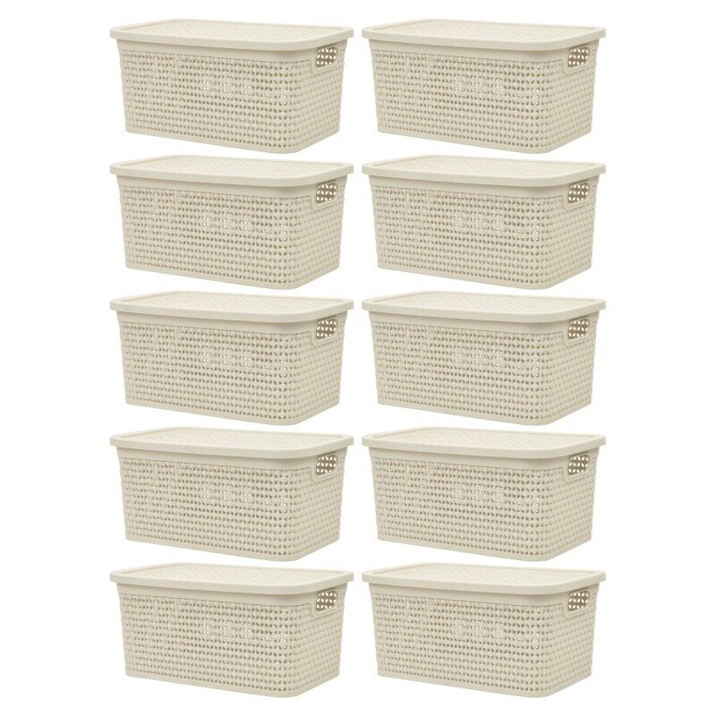 Set x10 caja simil ratán 4 lts BEIGE