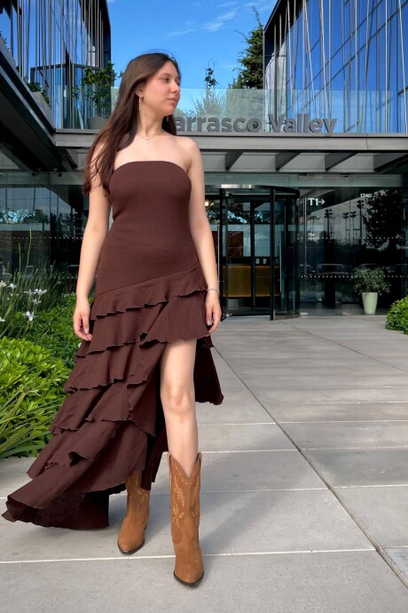 Vestido super midi Zaida Marrón