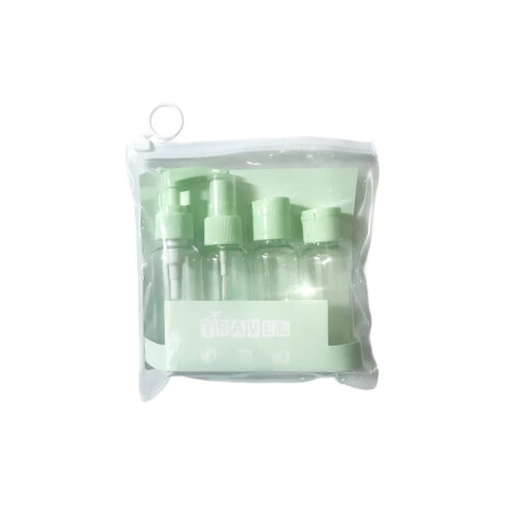 Set de frasquitos para viaje x4 accesorios en estuche Verde