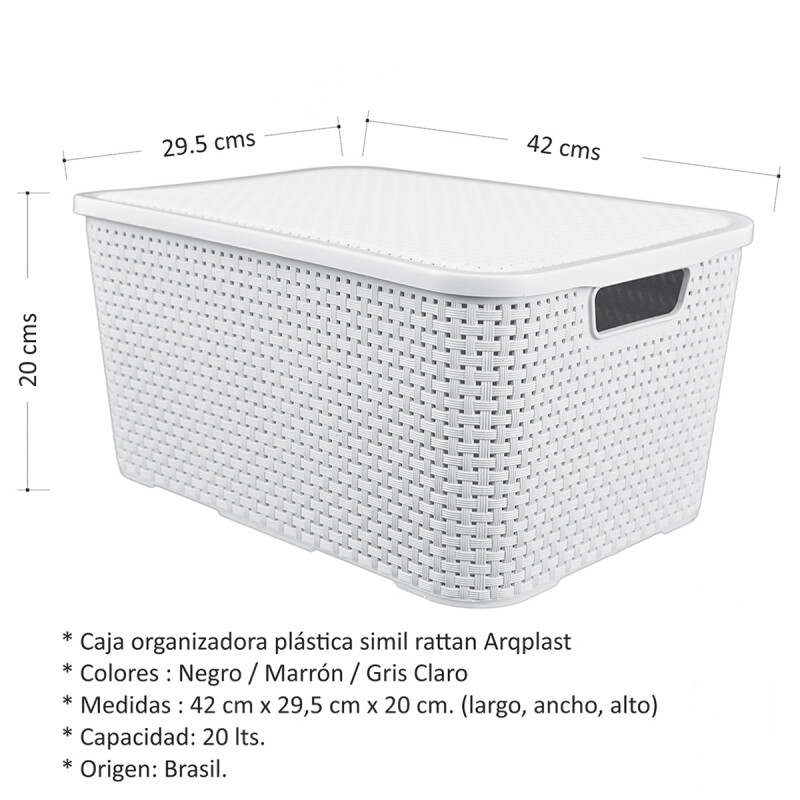 Set x2 Caja rattan 20 lts BLANCO