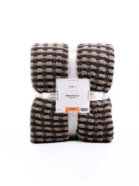 FLANNEL TRAMA RAYAS 2 PLAZAS VISON