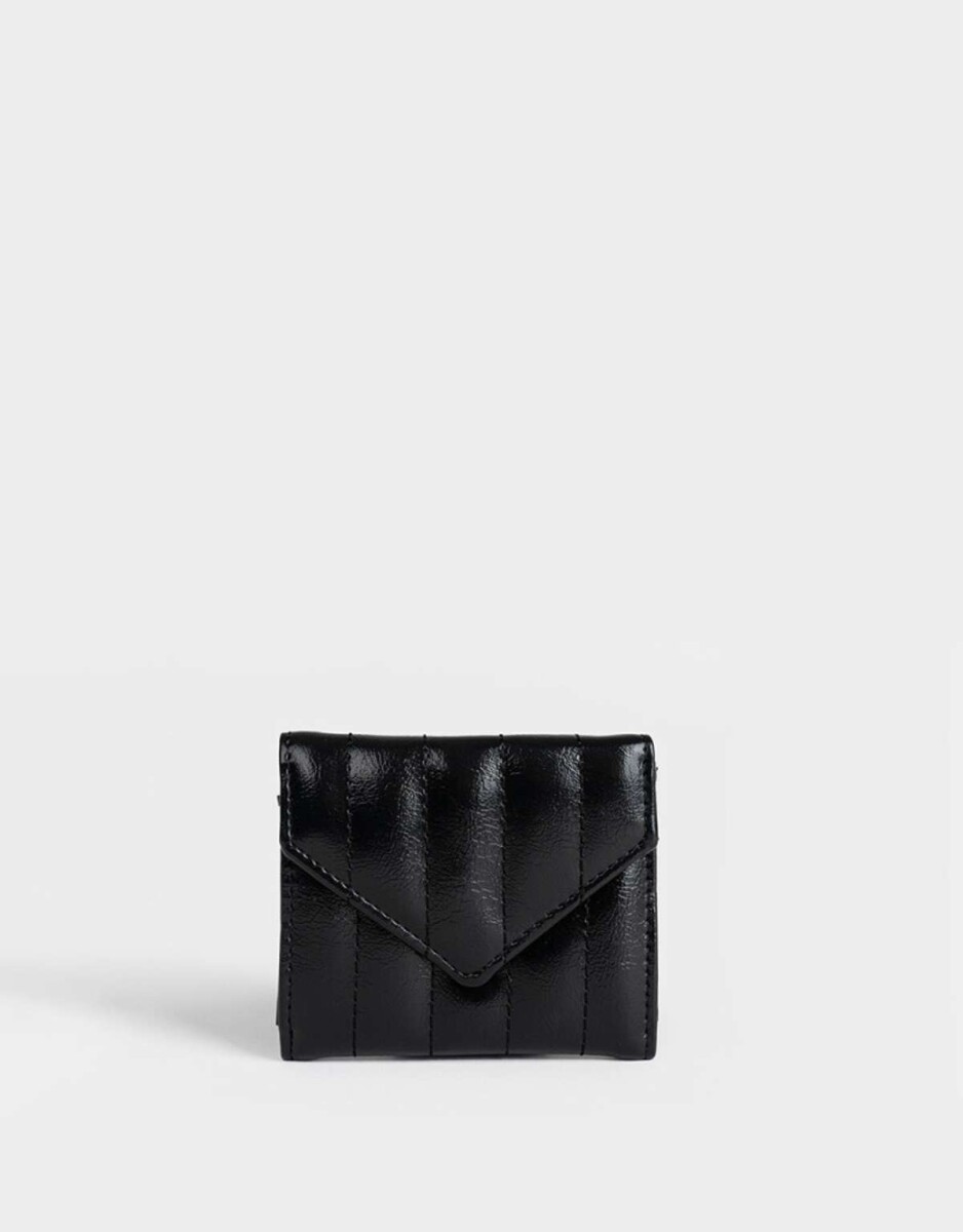 Billetera Puffy Con Solapa - Negro 