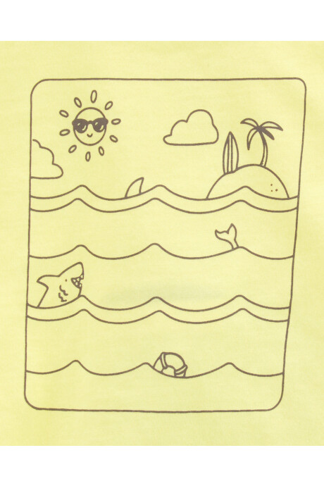 Set tres piezas de algodón, short, remera y musculosa, diseño océano Set tres piezas de algodón, short, remera y musculosa, diseño océano