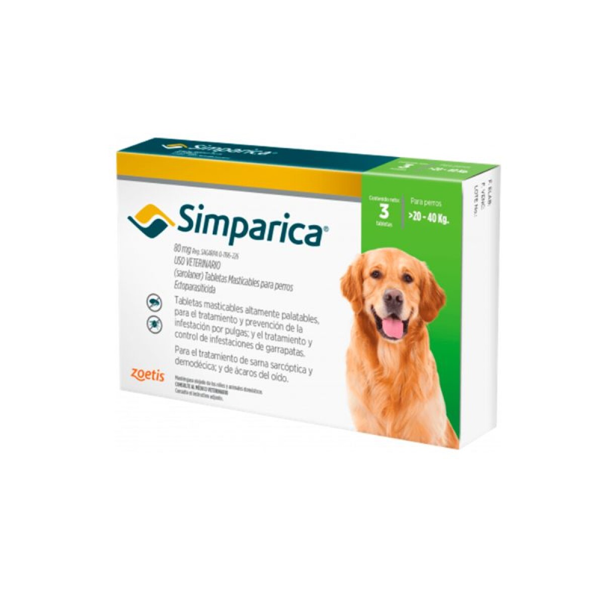 SIMPARICA (20 A 40 Kg) (cada comprimido) - Simparica (20 A 40 Kg) (cada Comprimido) 