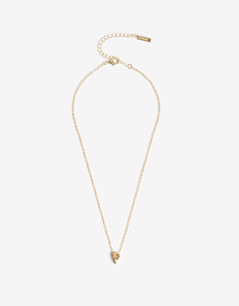 Cadena Corta con Dije Letras Collar Con Dije Inicial "p" - Dorado