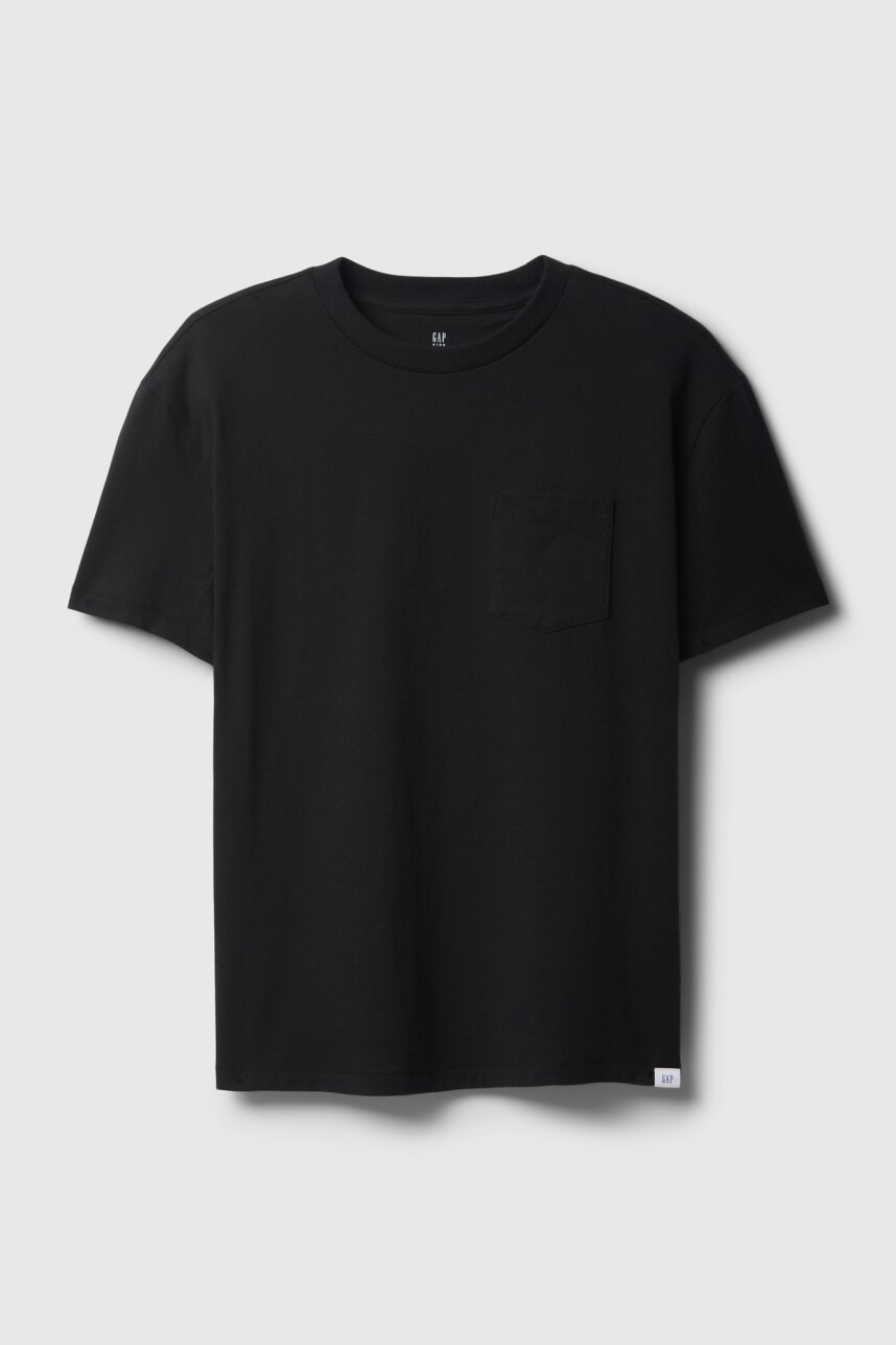 Remera Básico Con Bolsillo Niño True Black V2