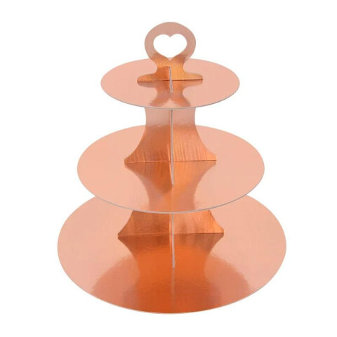 Soporte para Cupcake de Carton Metalizado Rosa Oro