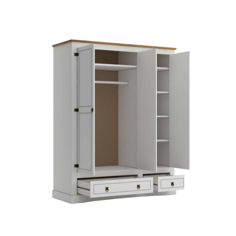 Ropero 3 Puertas 2 Cajones Madera Linea Mexicana Blanco
