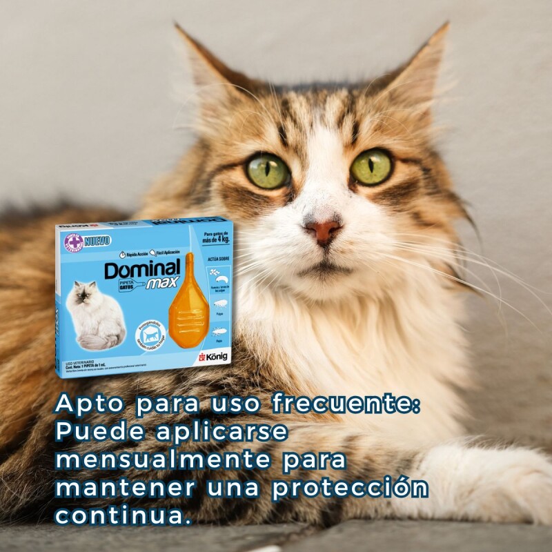 PIPETA ANTIPULGAS Y ANTIGARRAPATAS DOMINAL MAX GATOS + 4KG PIPETA ANTIPULGAS Y ANTIGARRAPATAS DOMINAL MAX GATOS + 4KG