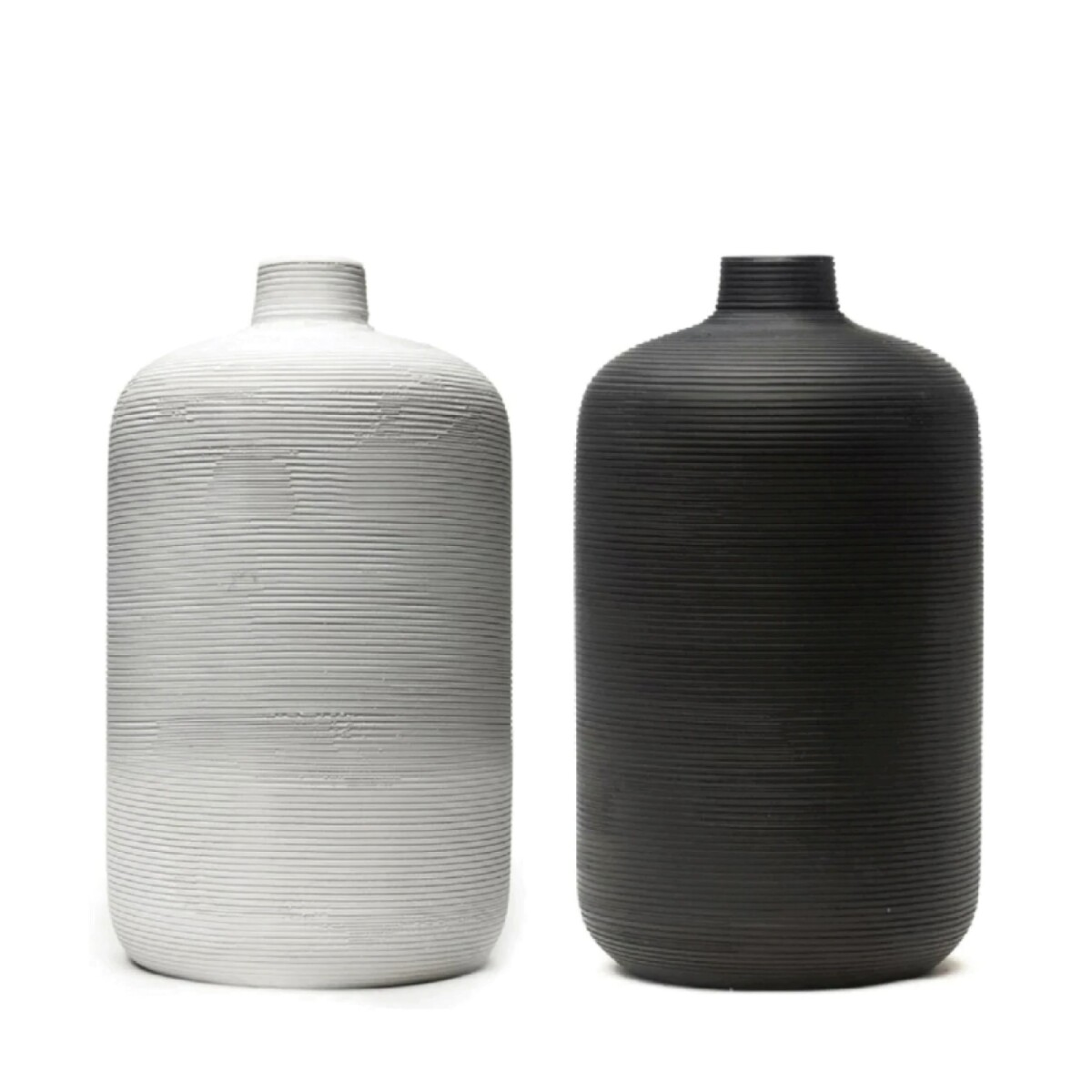 FLORERO CERAMICA D13x25CM BLANCO/NEGRO MATE 