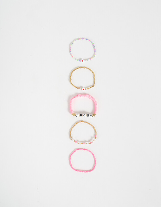 Pulseras Elásticas Sets Con mostacillas Set De Pulseras Con Lettering - Dorado