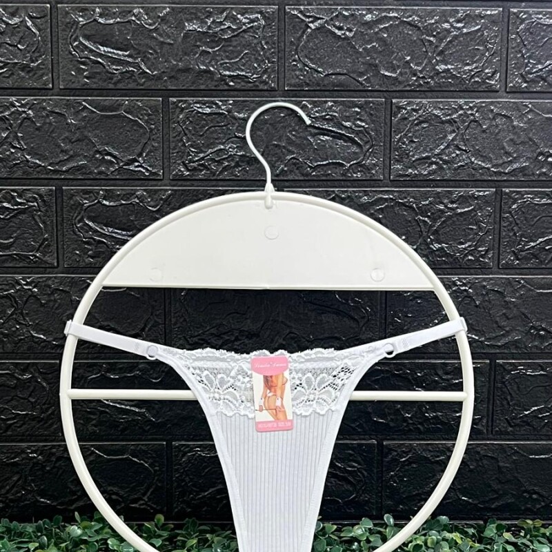 Tanga Colaless Ajustable De Encaje Blanco