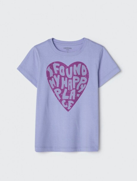 CAMISETA DE NIÑA MANGA CORTA ESTAMPADA VIOLETA