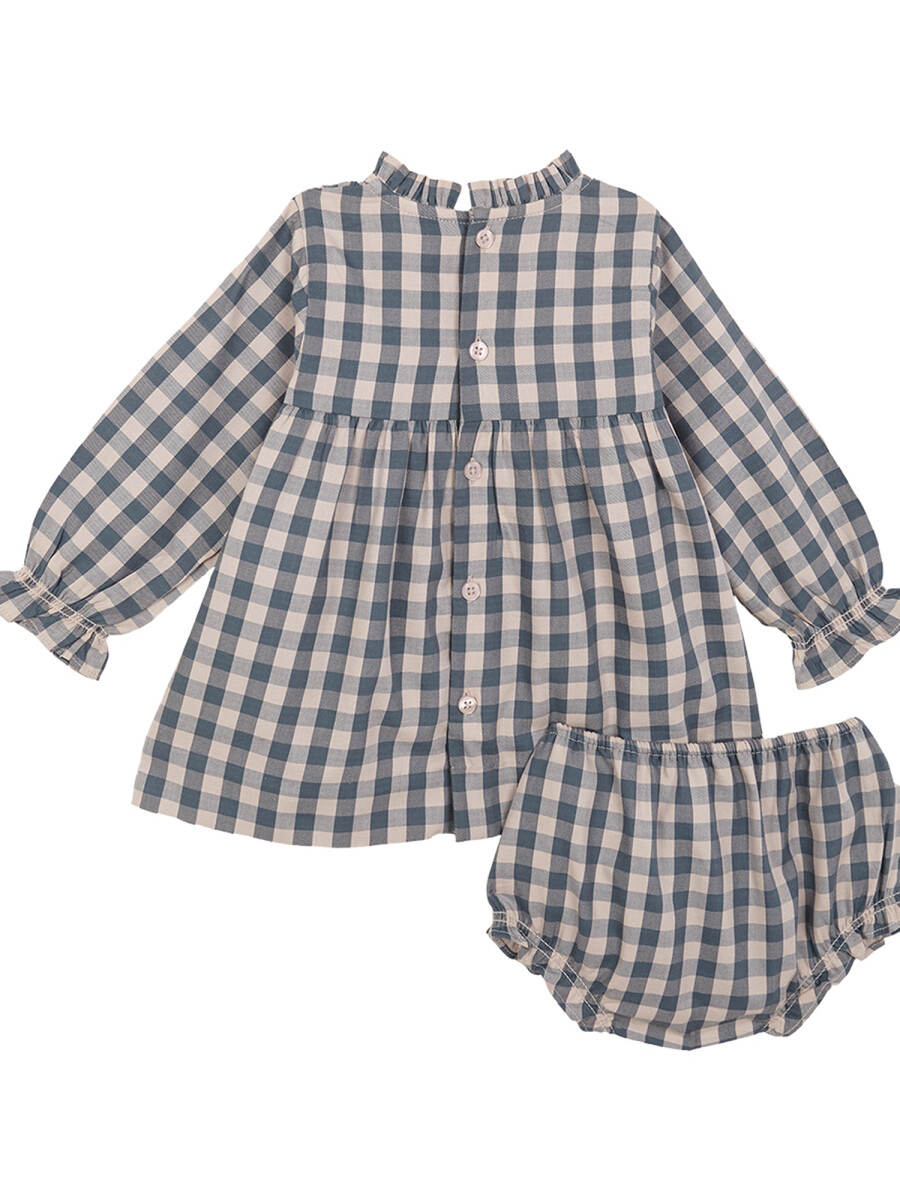 Vestido Cuadros Con Bobo Petroleo