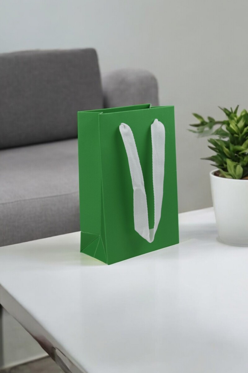 Bolsa cartulina laminada 10x05x15 cm - VERDE 