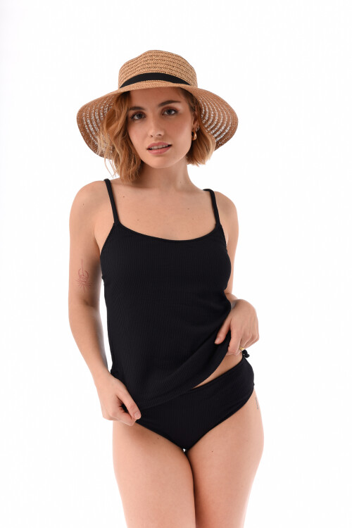 Tankini Clásico Negro Labrado