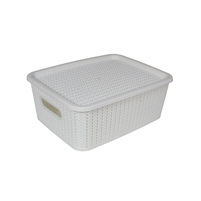 Caja organizadora símil ratán 12,5lt BLANCO