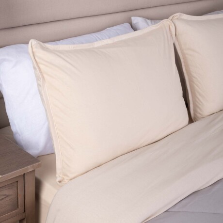 JUEGO DE SÁBANA 1 PLAZA ALGODON NATURAL-BEIGE MALLA JERSEY CRUDO