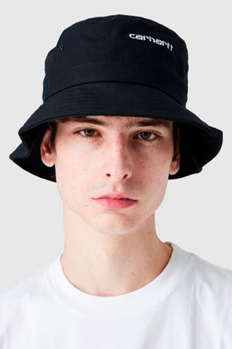 Script Bucket Hat Black White Negro