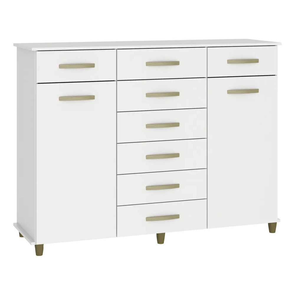 CÓMODA CAJONERA GUARDARROPA 8 CAJONES 2 PUERTAS BLANCO