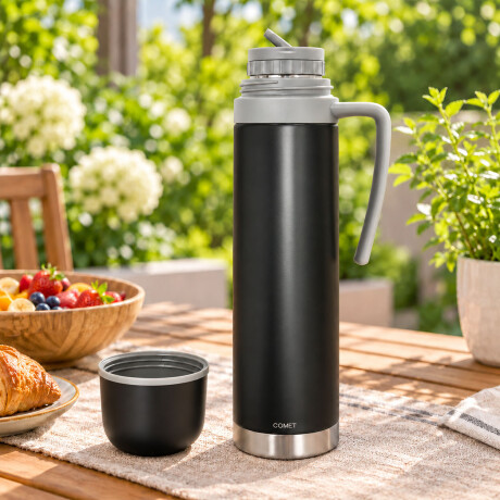 Termo Ac. Inox 0,50Lts Manija Pico Cebador Paris Comet Negro