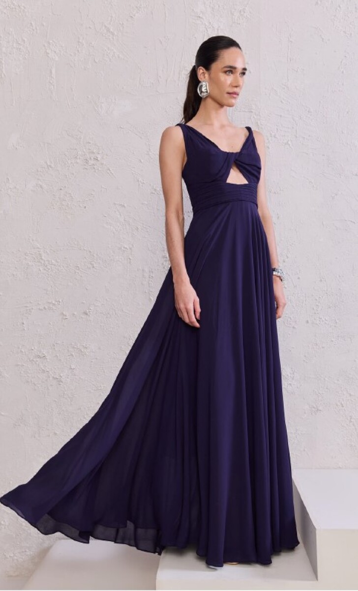 Vestido largo Georgette - Azul 